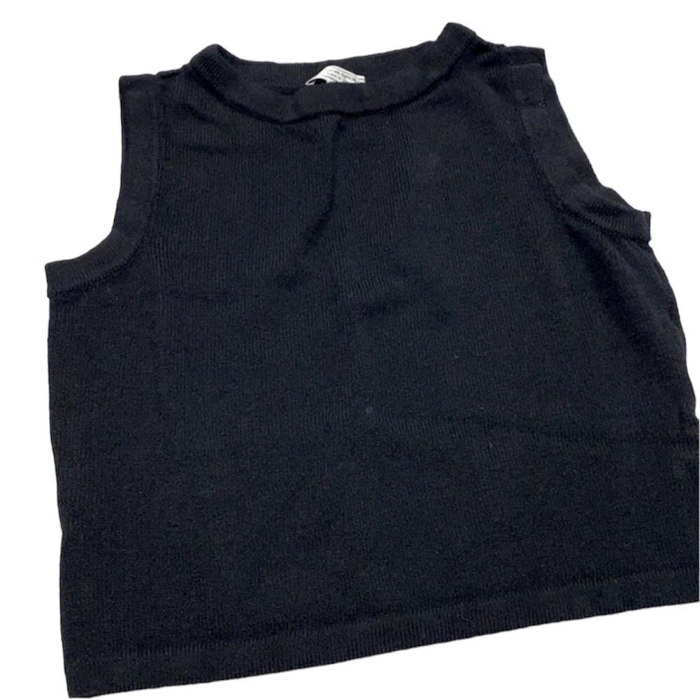 ST JOHN SPORT black wool blend knit top size medium